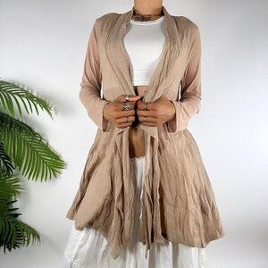 Vintage Beige Fairy Grunge Boho Coastal Chic Beachy Open Front Cardigan / S/M